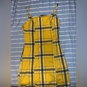 Plaid yellow mini dress